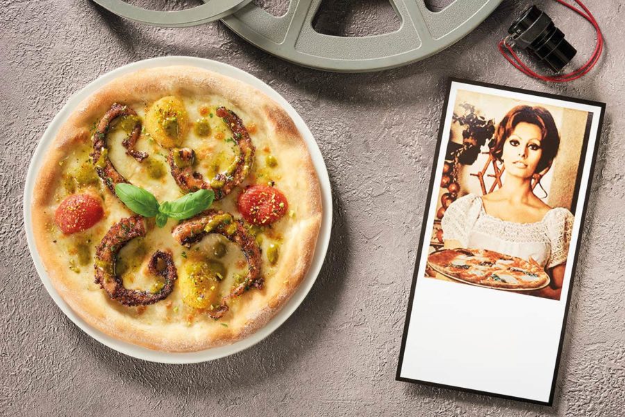 “Ieri, Oggi e Domani”, pizza polpo, salsa di pistacchi e pomodori Pizzuttello Pizze da Oscar: Menù dedica 4 ricette a Sophia Loren