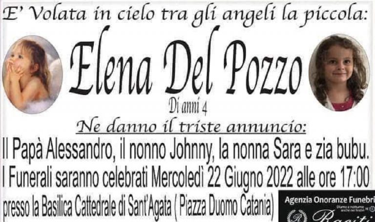 Funerali di Elena Del Pozzo, la piccola bara bianca è stata accolta dagli applausi