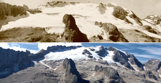 Marmolada, in volo sul ghiacciaio che sta sparendo: «La neve si ritira di 6 metri l’anno»