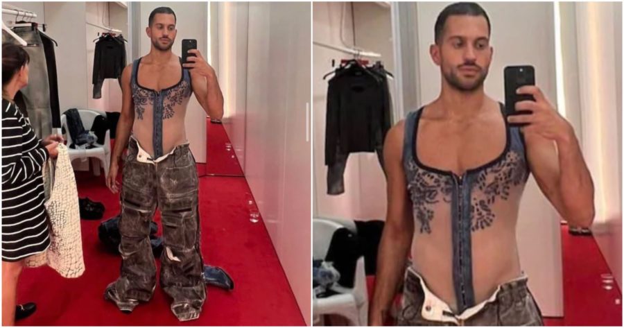 Mahmood lancia la nuova moda: il corsetto da uomo con jeans oversize - Alpha Woman 1 MAHMOOD CORSETTO