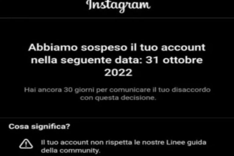 instagram disattivato