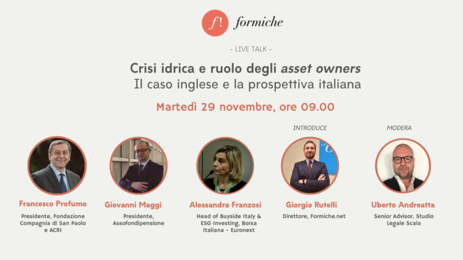 Crisi idrica e asset owners, il live talk di Formiche