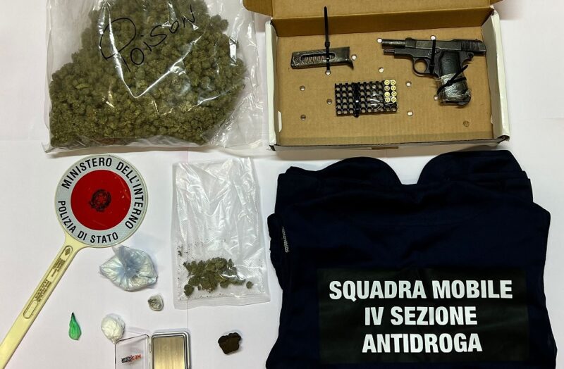 Montesilvano, arrestato 32enne con oltre 400 grammi di droga ed una pistola rubata