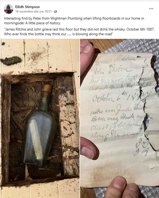 Un idraulico trova il messaggio in bottiglia più antico del mondo, è di 135 anni anni fa