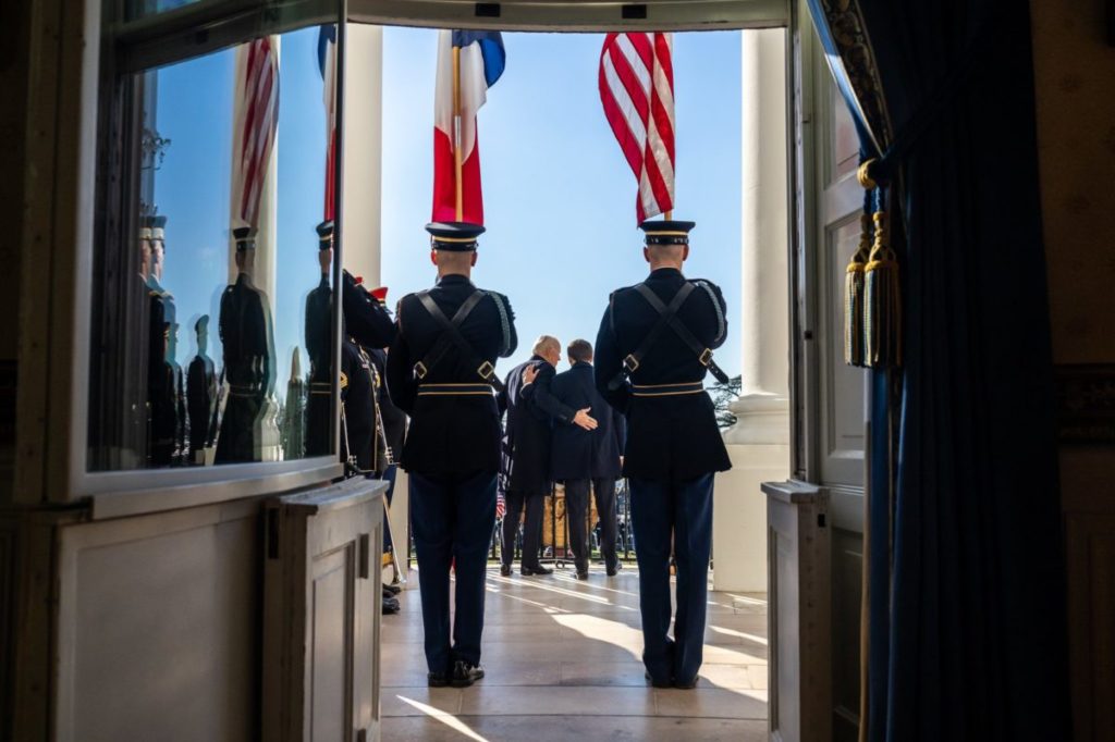 President Biden and Emmanuel Macron at the Truman balcony 2022