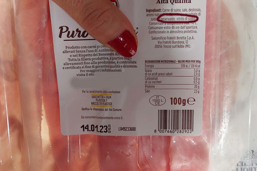 etichetta prosciutto cotto nitriti