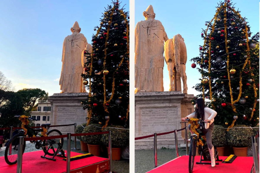 Pedalotto, l’albero natalizio di Piazza del Campidoglio che si illumina pedalando 1 pedalotto