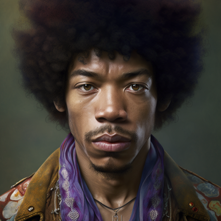 Jimi Hendrix portrait Martin Schoellers style