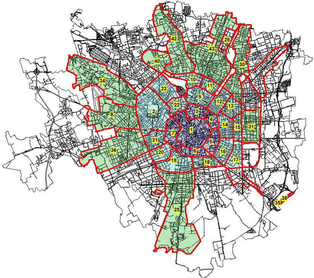 Mappa Milano ambiti sosta