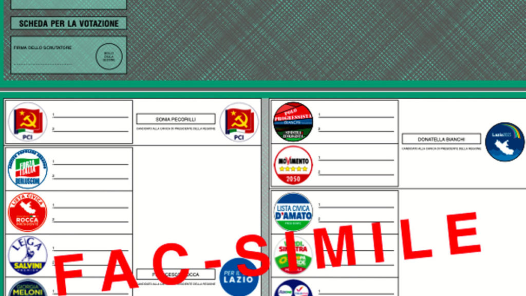facsimile elezioni regionali lazio 2023