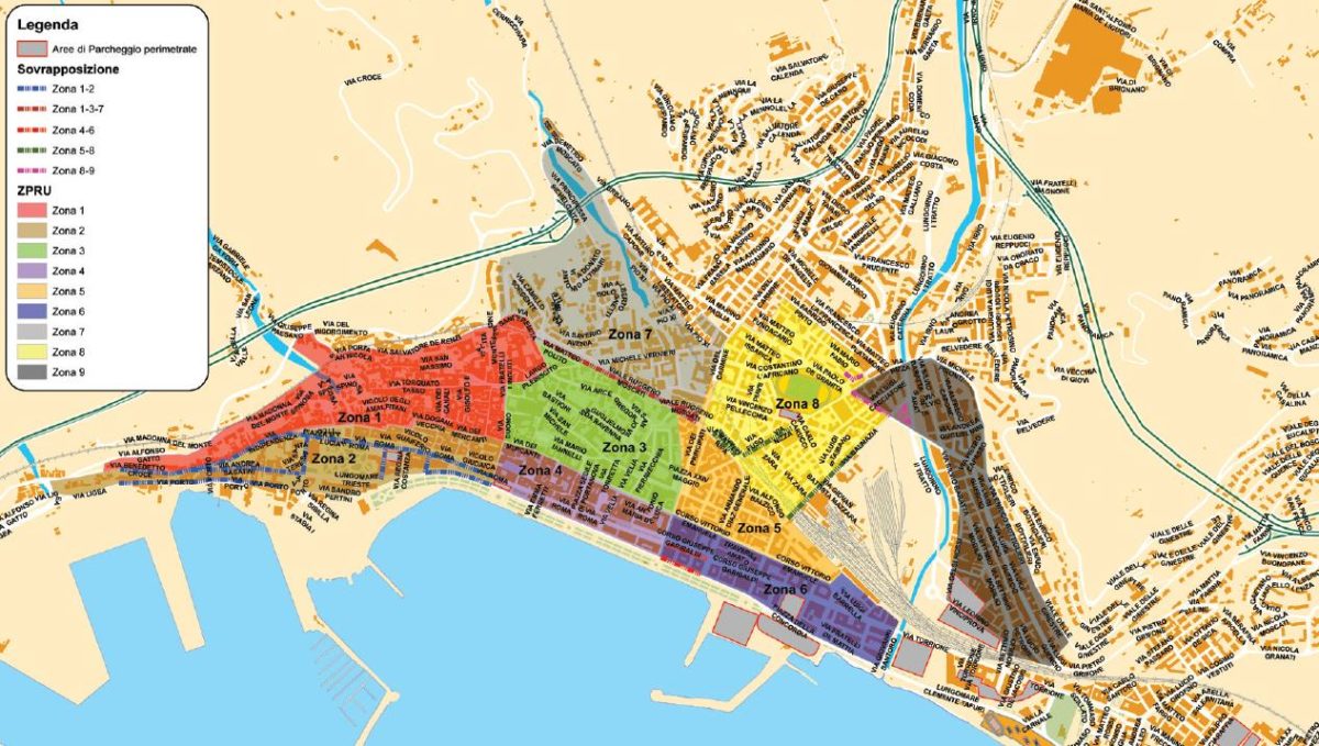 Mappa strisce blu Salerno