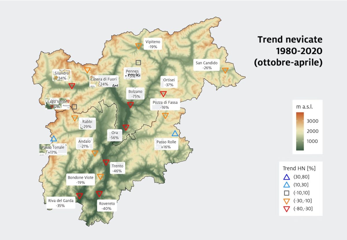 In Trentino Alto Adige trend negativi per le nevicate negli ultimi 40 anni 1 Nevicate trentino