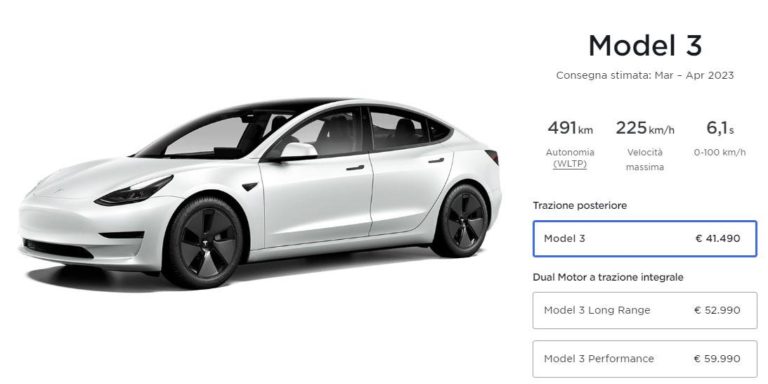 Tesla Model 3 sconto