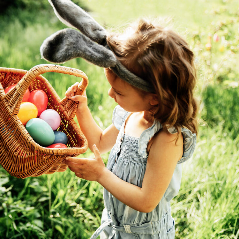 baby with basket full of colorful eggs easter egg 2022 04 07 00 39 53 utc