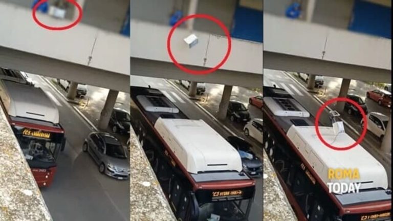 forno lanciato su bus a roma 2