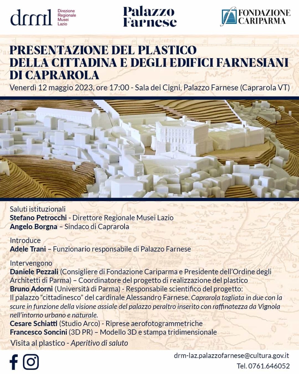 Caprarola in mostra a Parma, il plastico della cittadina esposto all'interno di una mostra sui Farnese 1 locandina 12maggio