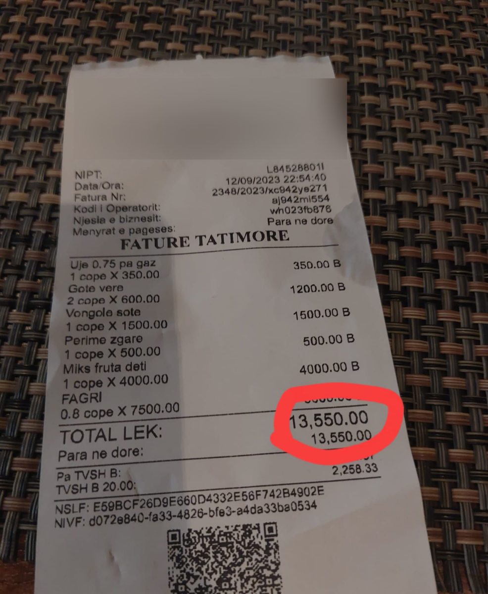 Albania, lo scontrino del turista: "120€ in 2 per una cena, ecco cosa abbiamo preso" 1 377767197 10228568103099019 2916104784638081557 n censored.jpg