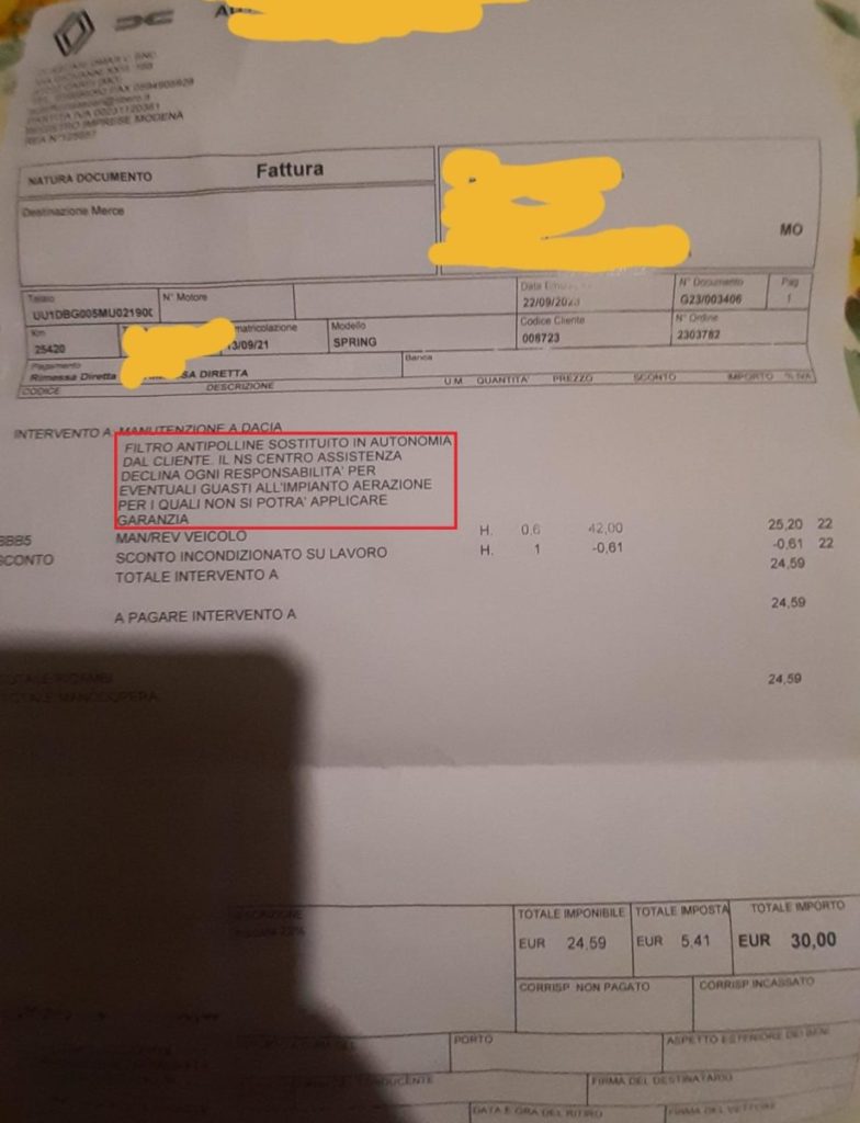 Garanzia auto persa dopo sostituzione fai da te del filtro abitacolo.jpg