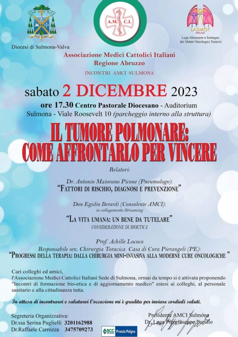 Sulmona: “Il tumore polmonare: come affrontarlo per vincere” 1 CONVEGNOTUMOREPOLMONE e1701448147285.jpg