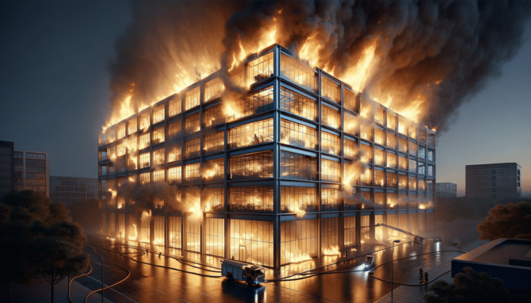 Incendio Devasta Ospedale di Tivoli: 4 Vittime e Oltre 200 Pazienti Evacuati – Indagini in Corso su Cause e Sicurezza 1 DALL·E 2023 12 09 10.15.07 A realistic depiction of a fire in an urban structure designed to meet Google Discover specifications. The image shows a large multi story building 1024x585.png