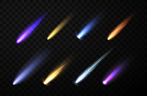 illustration of eight multicolored comets on a black background m.png