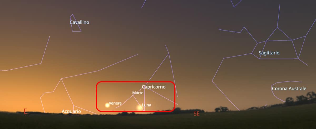 triangolo celeste luna-marte-venere