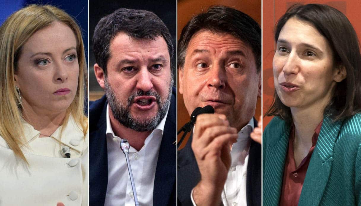 Sondaggio Swg, Meloni e Schlein in risalita. Conte e Salvini si allontanano: i dati dell’ultima settimana 1 meloni salvini conte schlein 1.jpeg