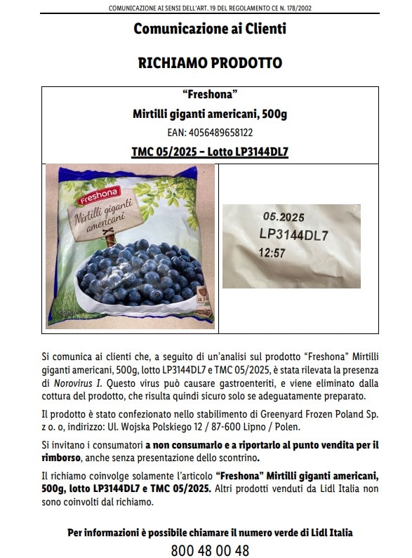 richiamo mirtilli lidl