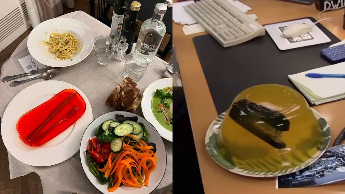 Posate nella gelatina come in The Office: lo scherzo al protagonista della serie tv di un hotel a Firenze 1 posate gelatina dwight schrute.jpg