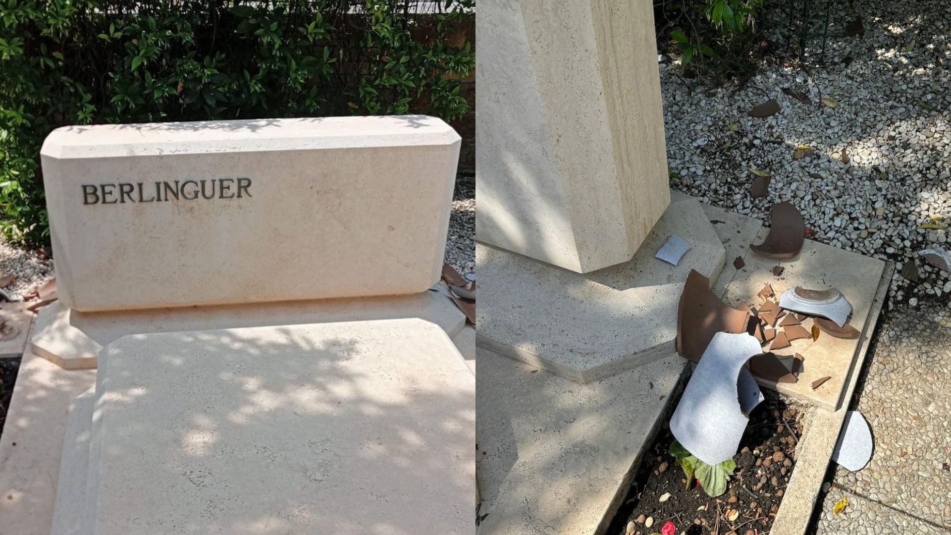 Bianca Berlinguer e le foto della tomba vandalizzata del padre Enrico: «Atto ignobile» 1 bianca berlinguer tomba danneggiata enrico.jpg
