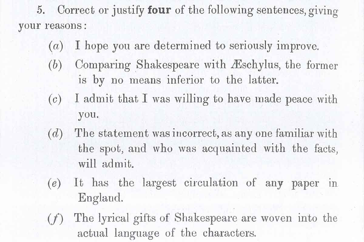 Sai rispondere a questa domanda di un test di inglese del 1913? 1 Esame universitario di Cambridge 1913 2.jpg