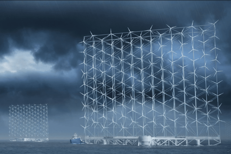 Eolico offshore, dalla Norvegia arriva il muro galleggiante di turbine che cattura il vento in alto mare 1 muro di turbine.png