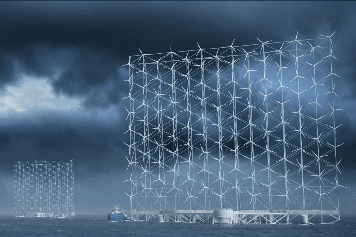 Eolico offshore, dalla Norvegia arriva il muro galleggiante di turbine che cattura il vento in alto mare 1 muro di turbine.png