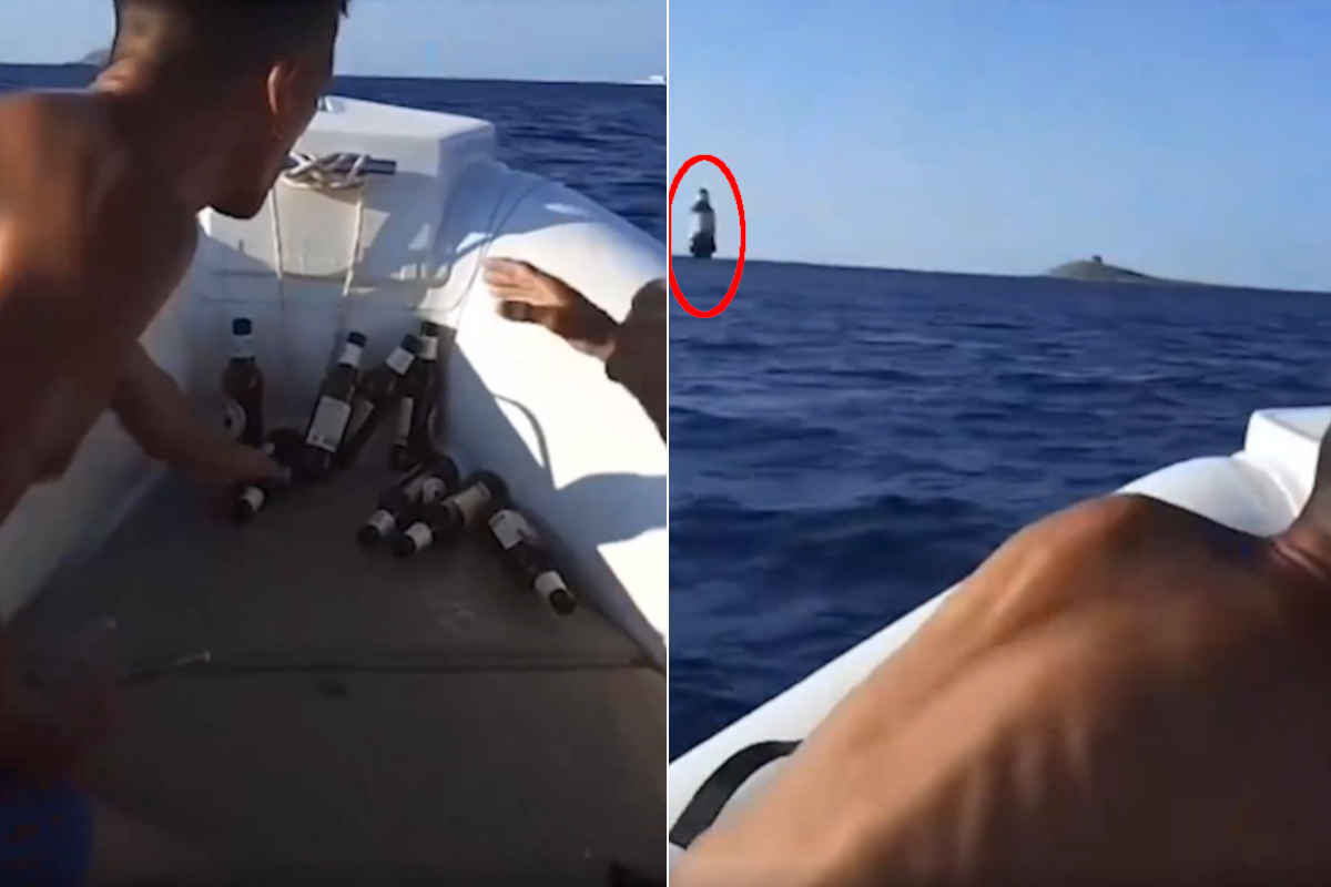 Lanciano bottiglie di birra in mare dal gommone e si filmano: ennesimo scempio all’Isola delle Femmine 1 Bottiglie Isola delle Femmine.jpg