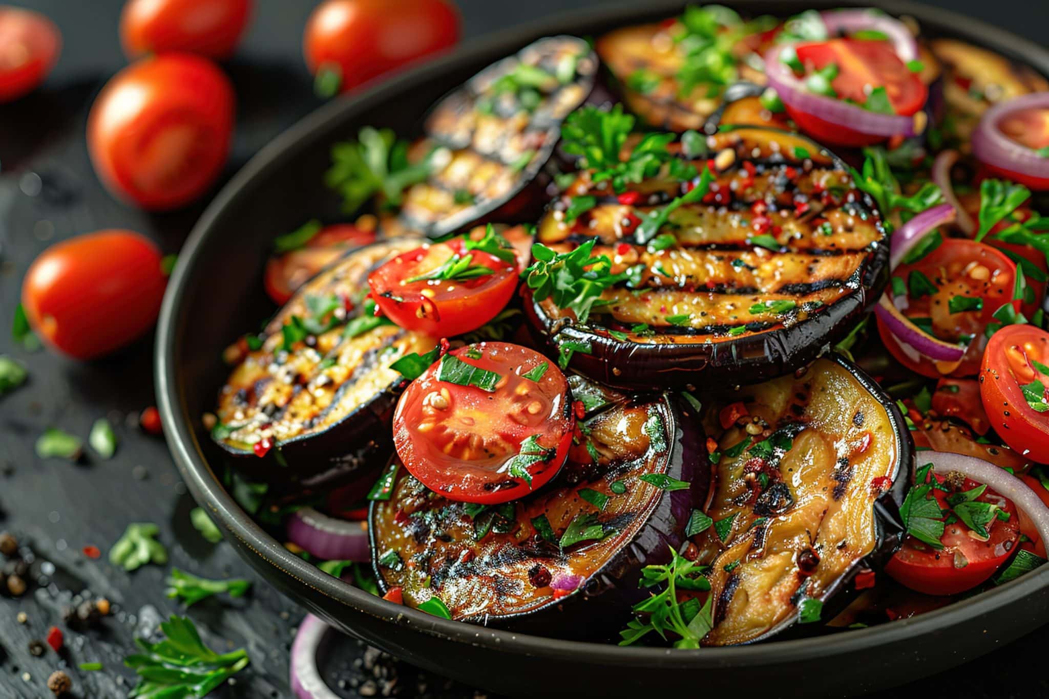 Melanzane al vino bianco e pepe rosa: come antipasto o contorno sono favolose 1 Melanzane al basilico scaled.jpg