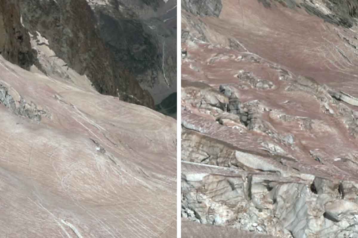 Allarme caldo: zero termico oltre i 4mila metri sul Monte Bianco e sabbia del Sahara sul ghiacciaio Mer de Glace 1 Sabbia del Sahara sul Monte Bianco.jpg