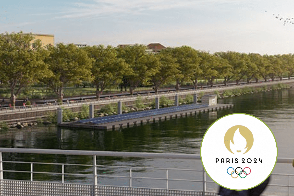 Olimpiadi di Parigi, la più grande centrale fotovoltaica mobile del mondo galleggia sulla Senna per alimentare il Villaggio degli Atleti 1 centrale flottante.png