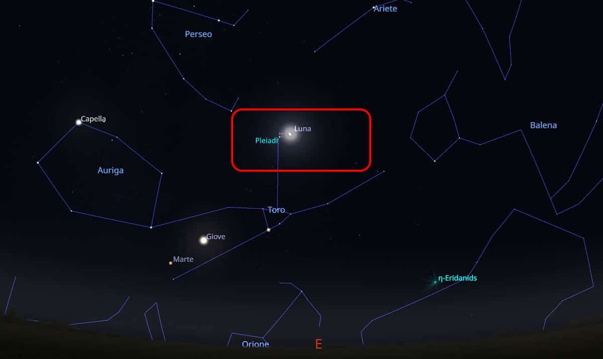 Ci aspetta una meravigliosa settimana di spettacoli celesti, con “baci” tra pianeti e stelle cadenti, tutti visibili a occhio nudo 1 bacio luna-pleaidi 26 agosto 2024