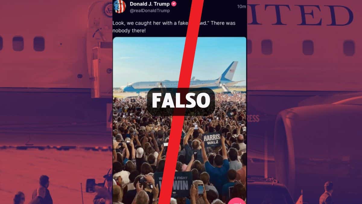 Il pubblico davanti all’aereo nel comizio di Kamala Harris in Michigan non è stato generato dall’Intelligenza Artificiale 1 pubblico harris aereo michigan.jpg