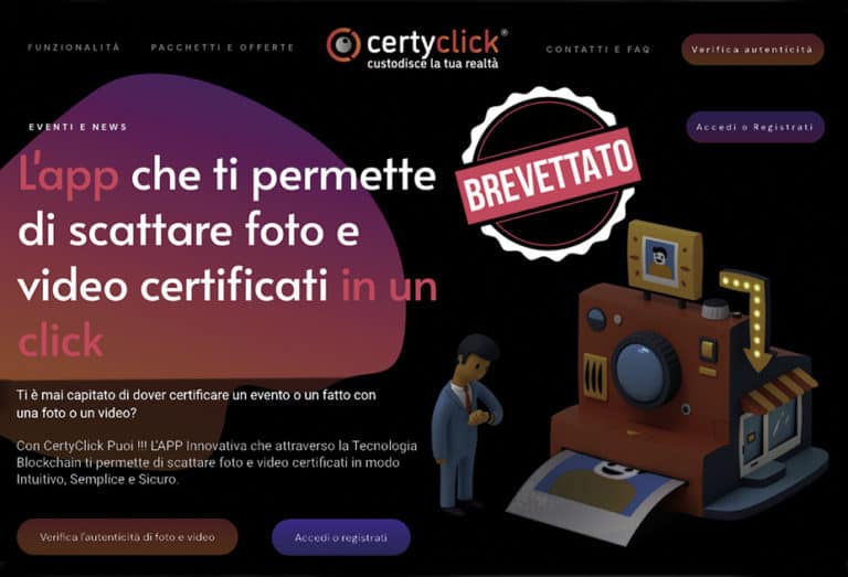 Certyclick, la prima app di “notarizzazione” di un file digitale con tecnologia blockchain” riceve il brevetto di Invenzione Industriale dal Ministero delle Imprese e del Made in Italy.