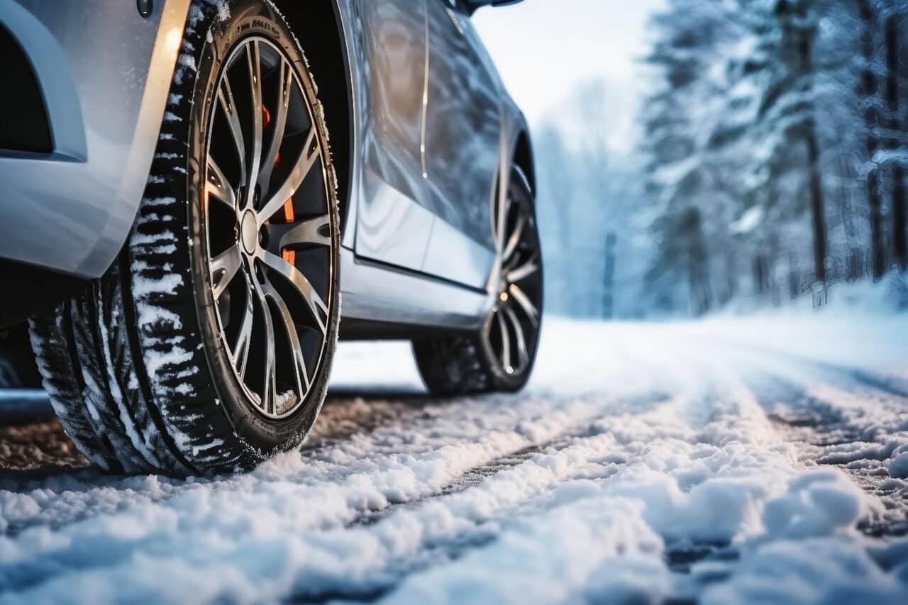 SUV con pneumatici invernali percorre una strada coperta di neve e ghiaccio e1731326041179.jpg