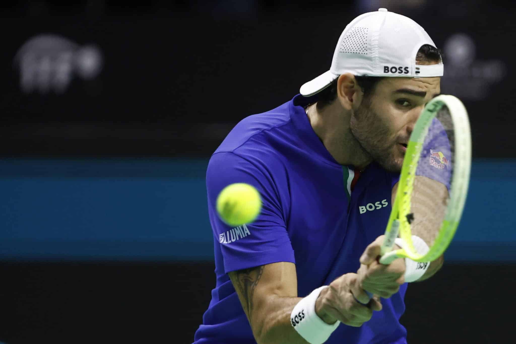 italian tennis player Matteo Berrettini hits the ball against Australian Thanasi Kokkinakis scaled.jpg