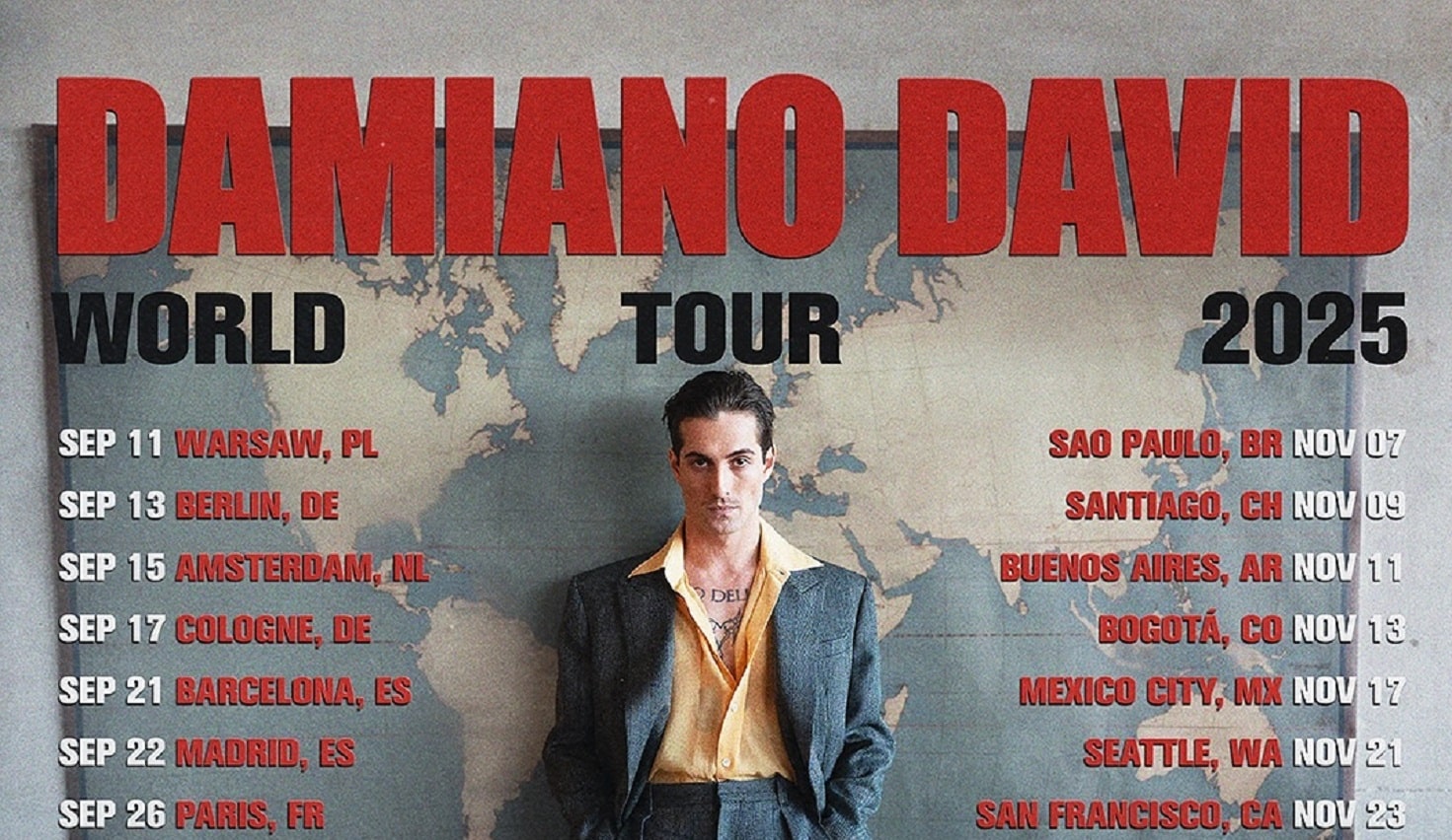 Altro che Erasmus: Damiano David (dei Maneskin) annuncia il suo tour mondiale da solista – Il video 1 damiano david tour mondiale solista 1.jpg