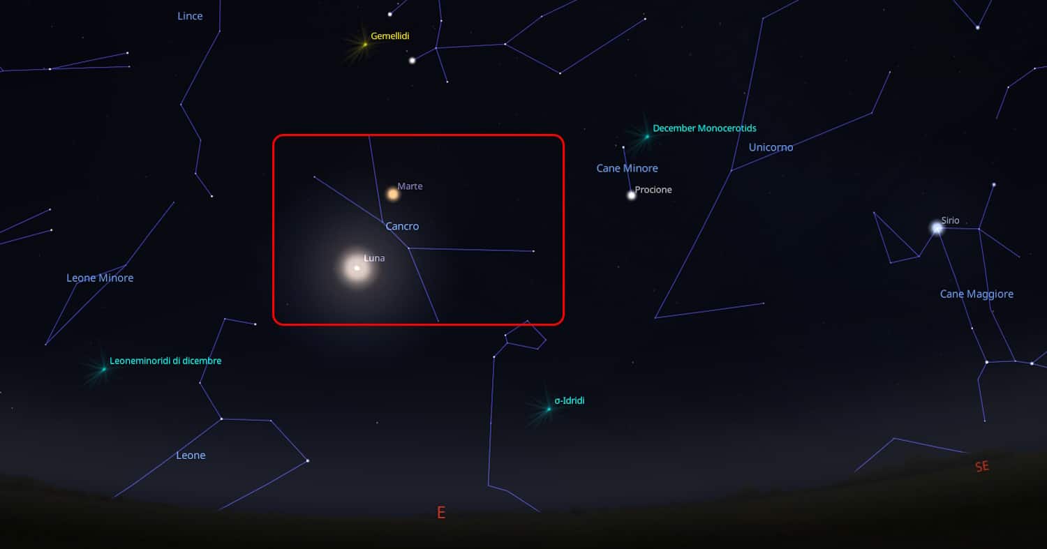 luna marte bacio 18 dicembre 2024