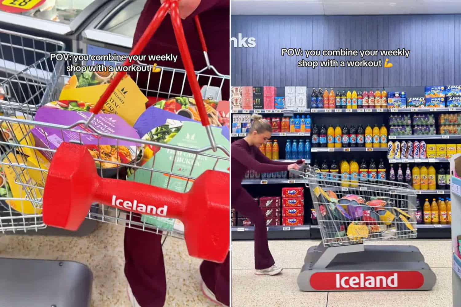 Cestini con manubri da 15 kg e carrelli da 25 kg: così in questo supermercato ci si allena mentre si fa la spesa 1 Carrelli.jpg