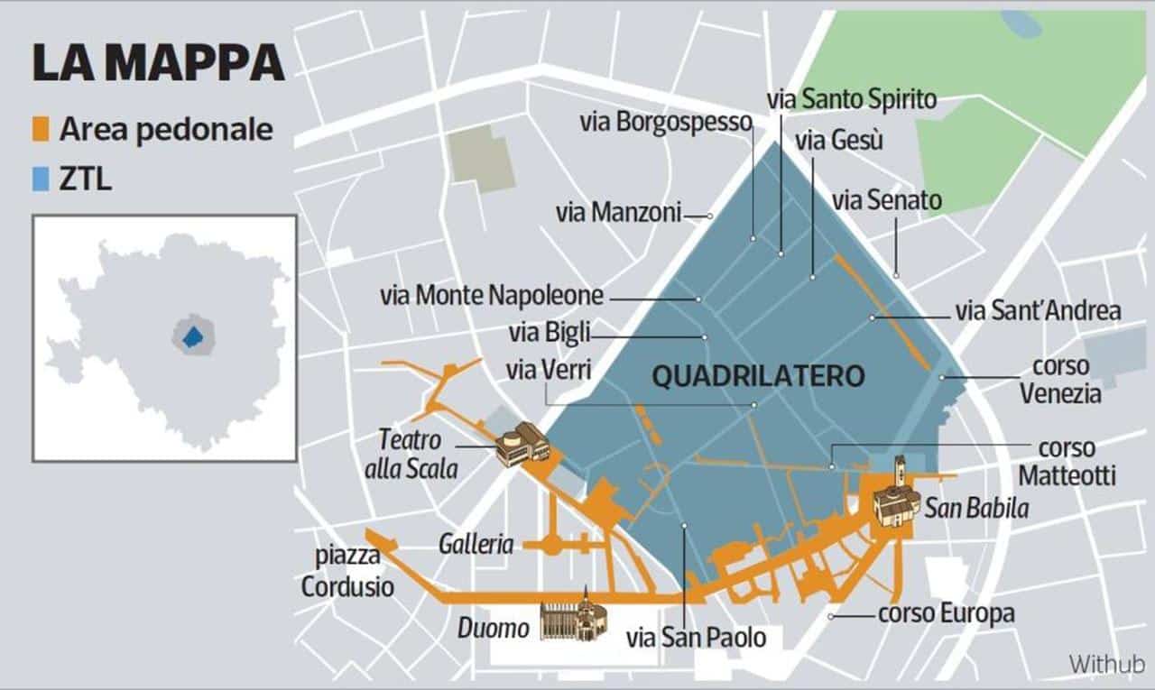 Ztl Quadrilatero della Moda a Milano: apertura, mappa e deroghe 1 Ztl Quadrilatero della Moda Milano.jpeg