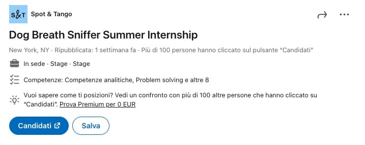 annuncio di lavoro alito cani