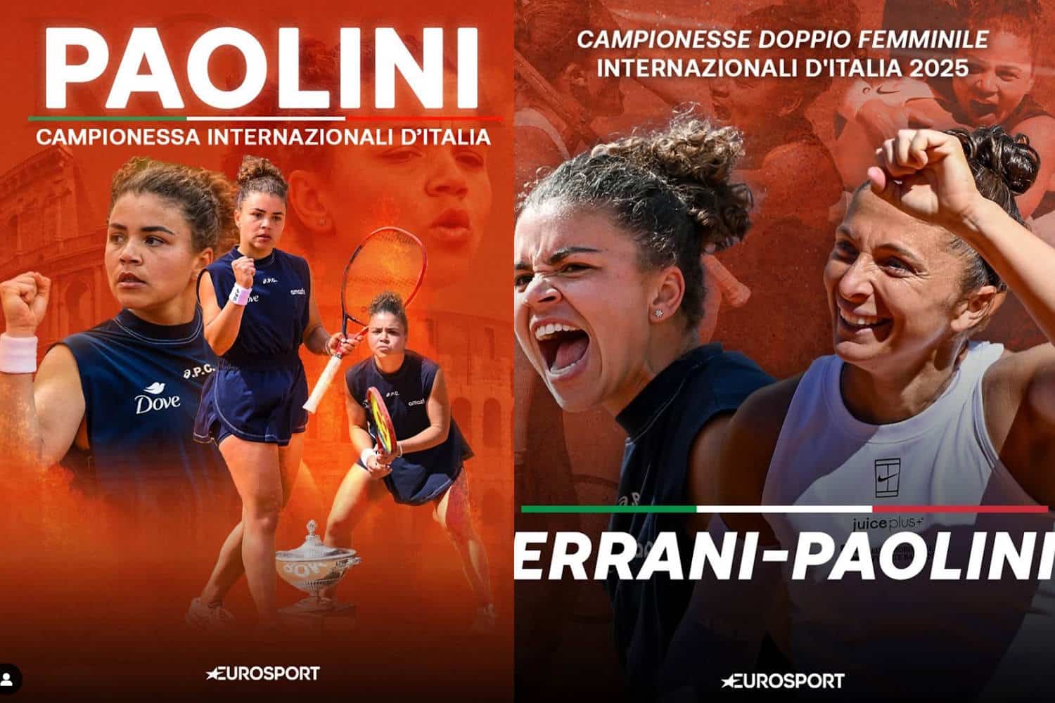 Jasmine Paolini domina gli Internazionali d’Italia: vince sia il singolare che il doppio (con l’intramontabile Sara Errani) 1 Paolini Errani oro internazionali roma c.jpg