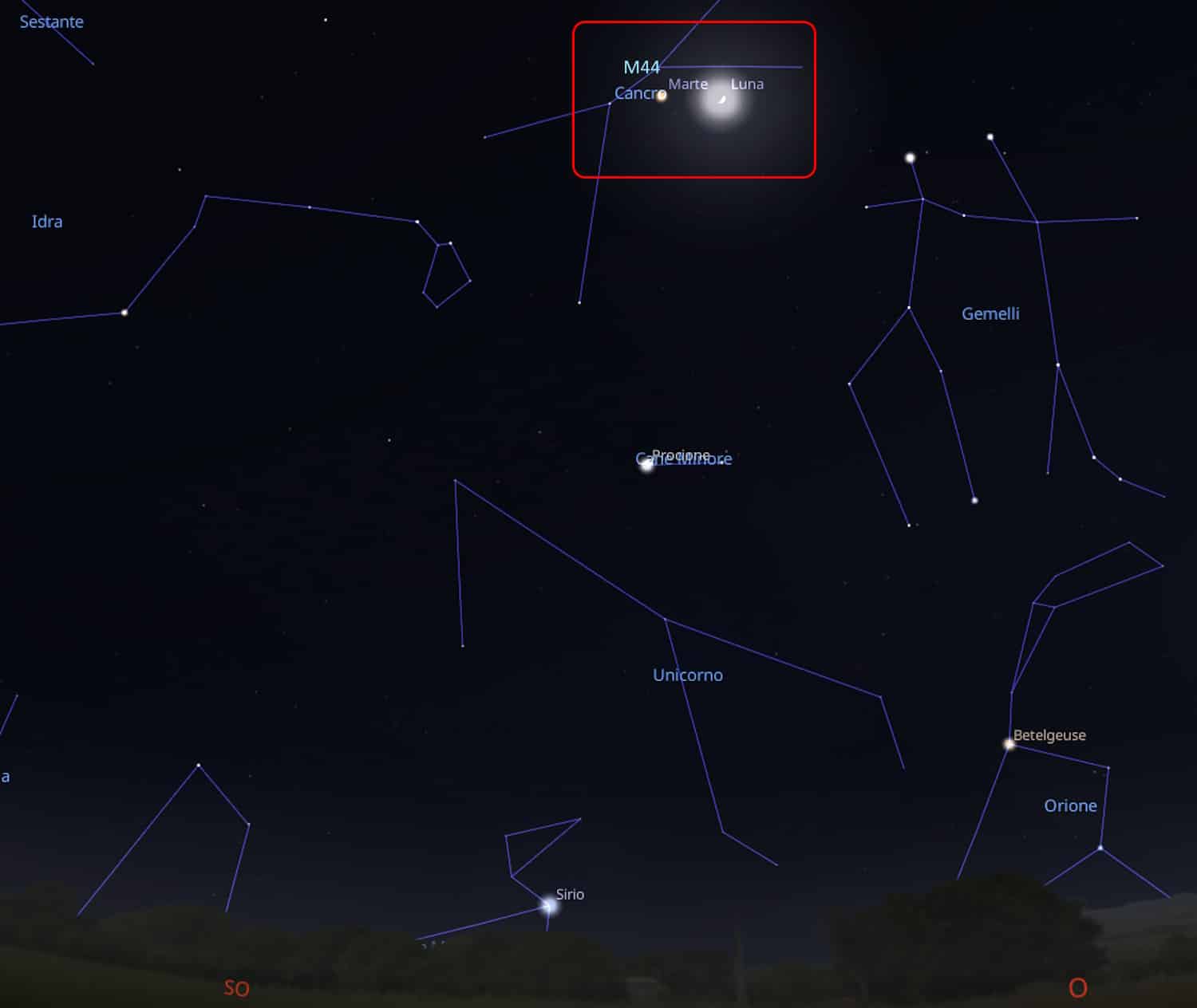 bacio luna marte 3 maggio 2025