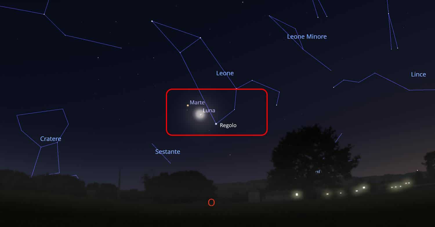 bacio luna marte 29 giugno 2025